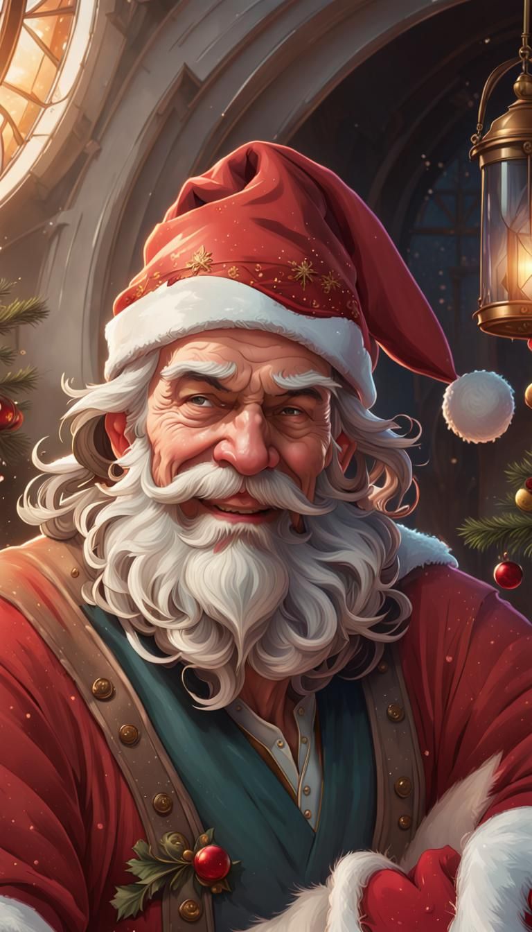 Santa Claus Portrait in Art Nouveau Style