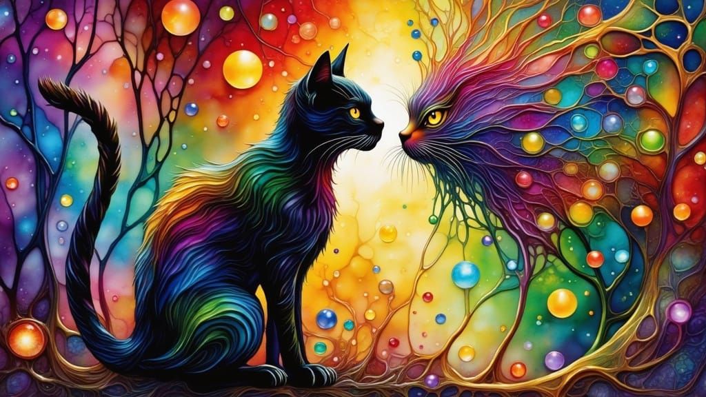 Surreal Fractal Feline in Transdimensional Space