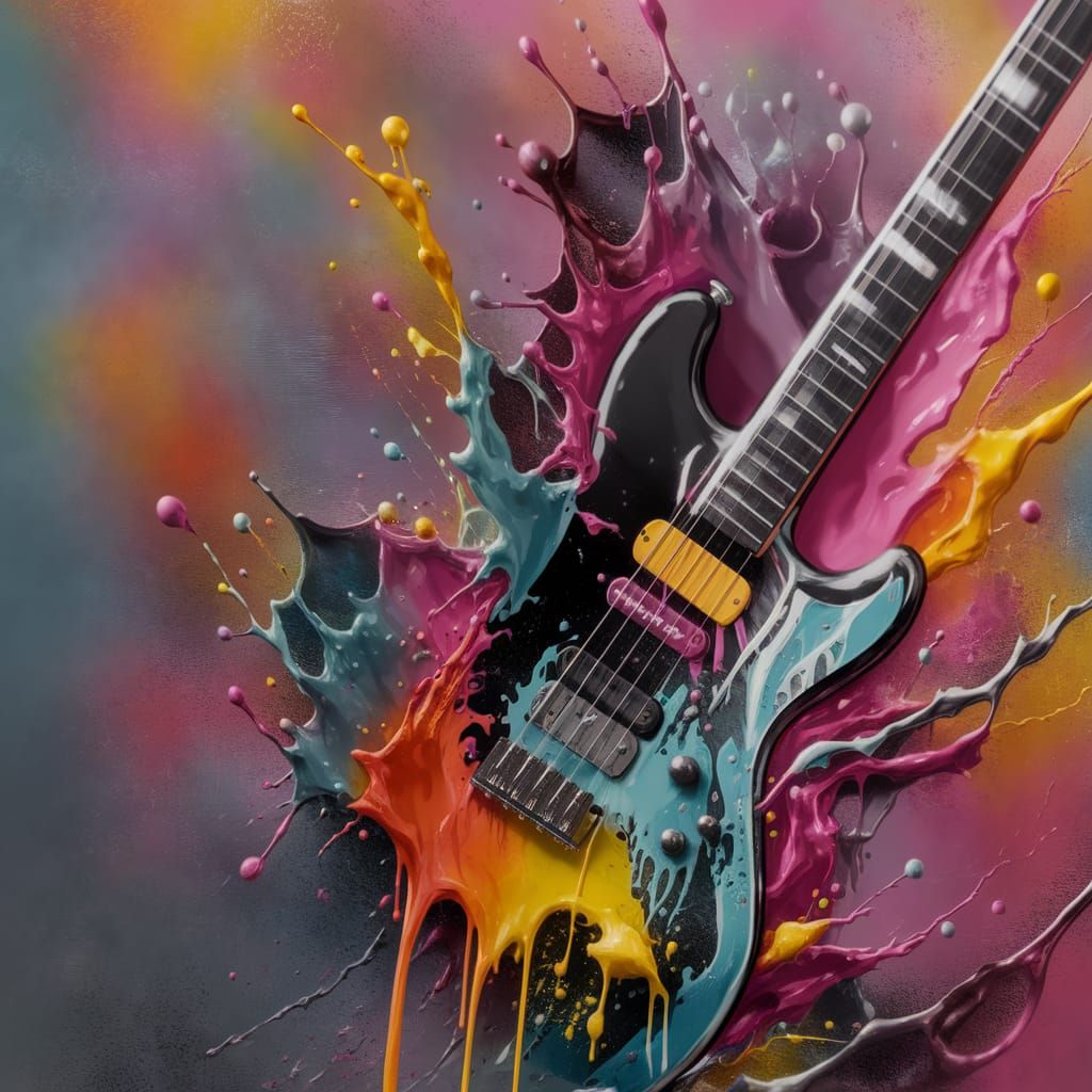 Vibrant Graffiti Guitar Melts in High Contrast Color