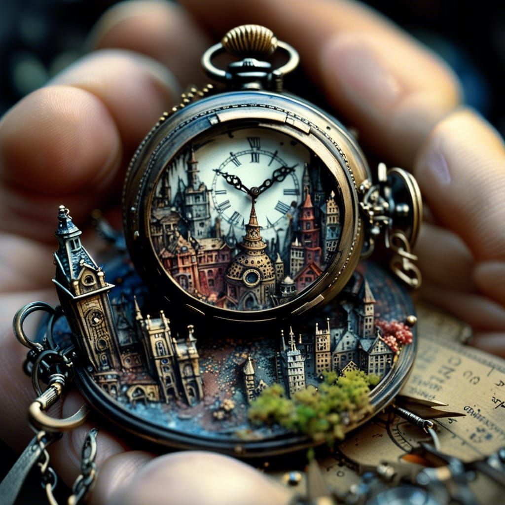 Miniature Cityscape Unveiled in Vintage Pocket Watch