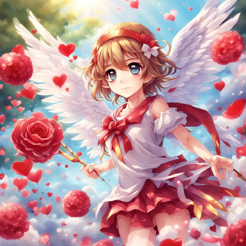 Anime Girl Cupid in Japanese Manga Style