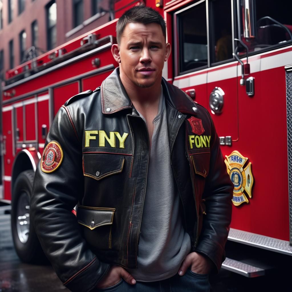 Channing Tatum as FDNY Firefighter: Cinematic Digital Painti...