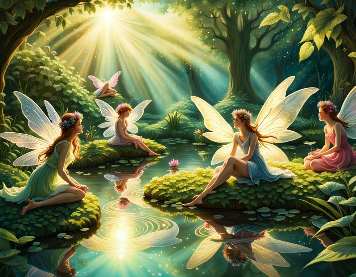 Fairies Frolic in Garden with Ethereal Lighting