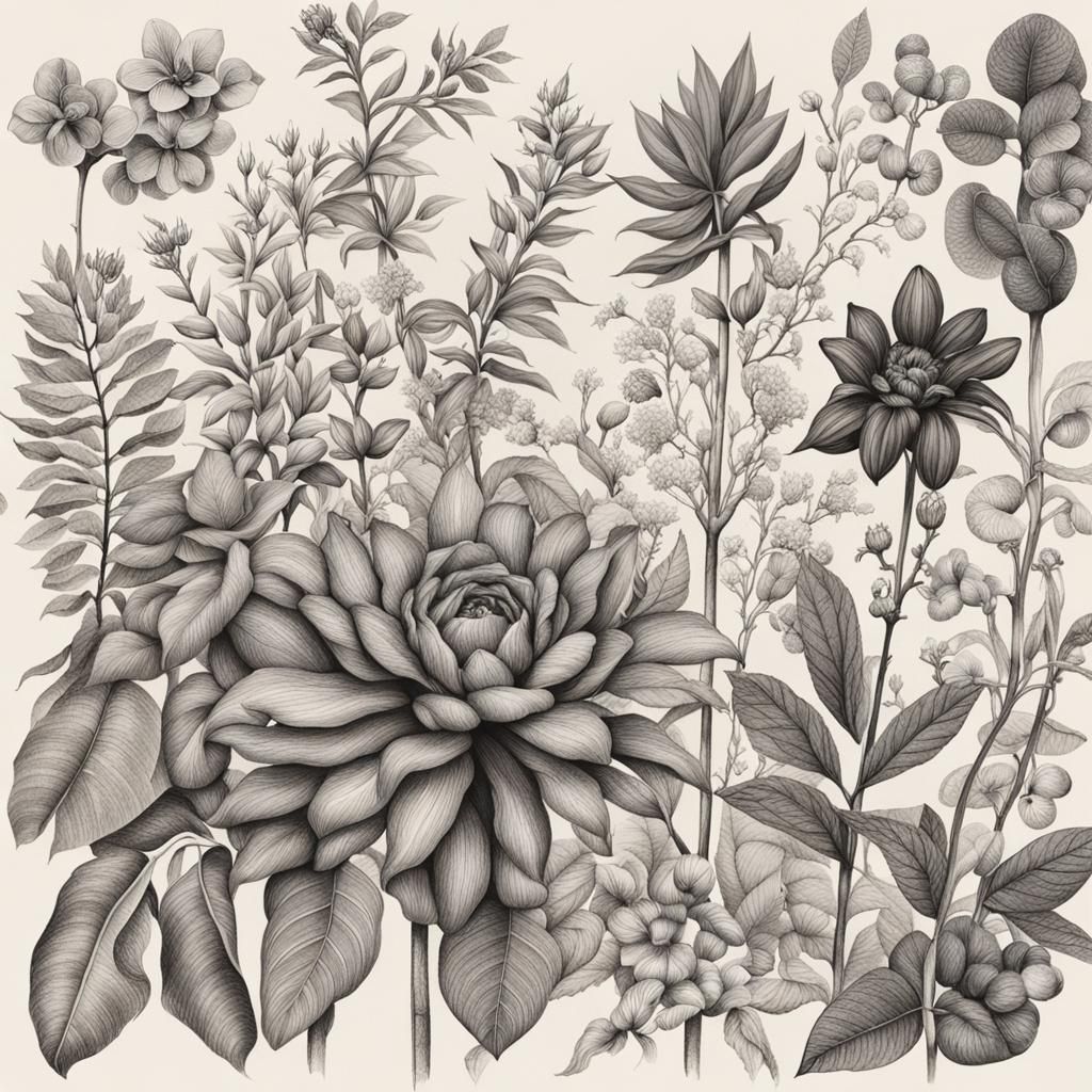 Intricate Botanical Ink Drawings of Plant Life