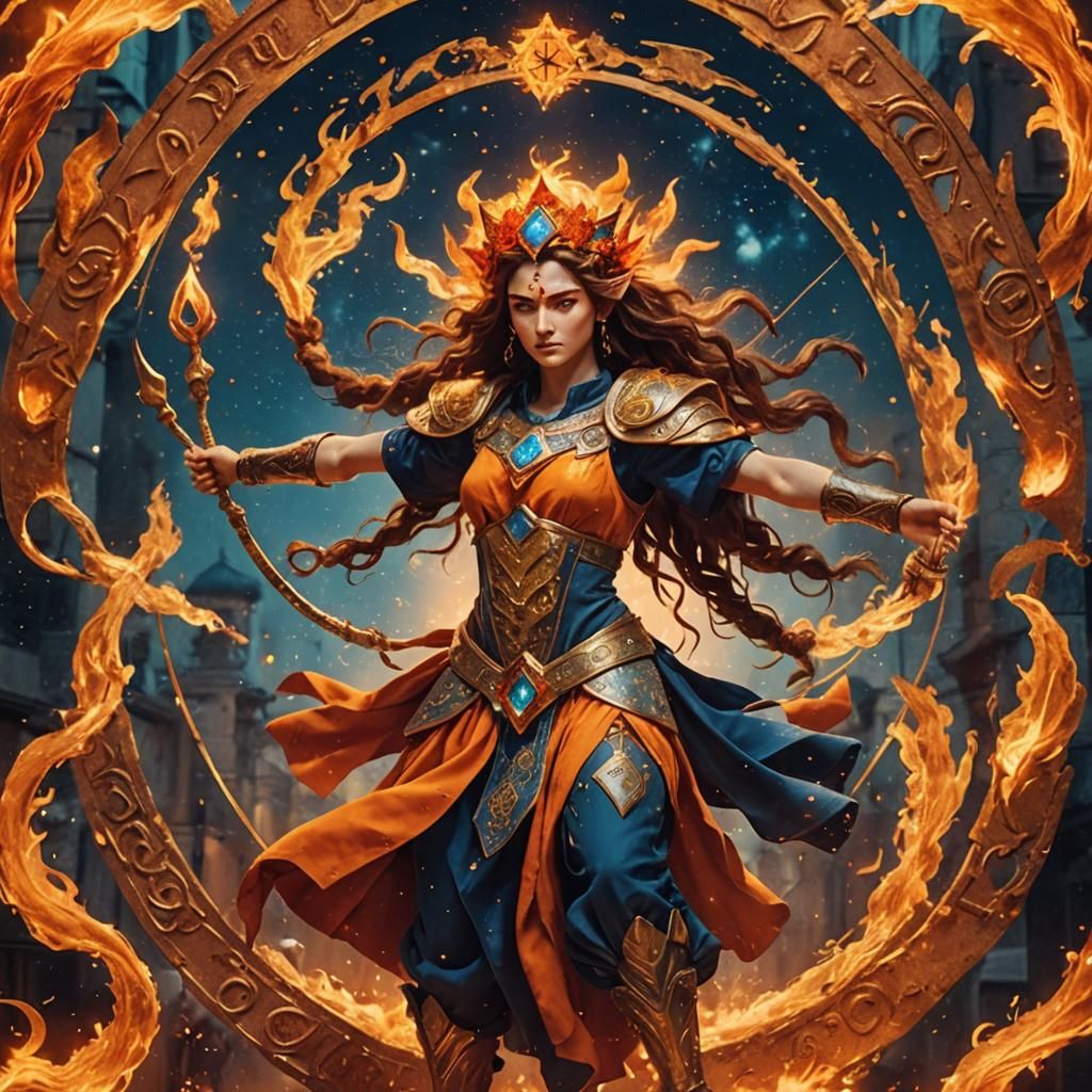 Fiery Sagittarius Zodiac Sign in Cinematic Style