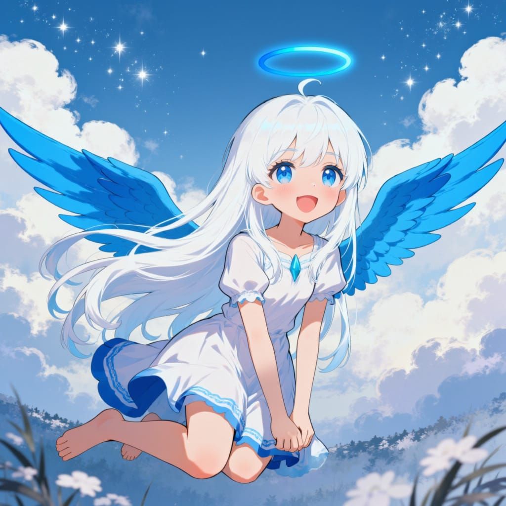 Serene Angel Descends in Ethereal Light