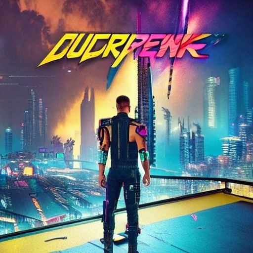 Cyberpunk Cityscape with Flying People in Neon