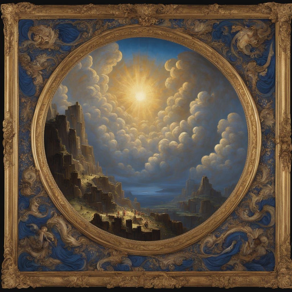 Celestial Battle in Baroque Style Oil Painting