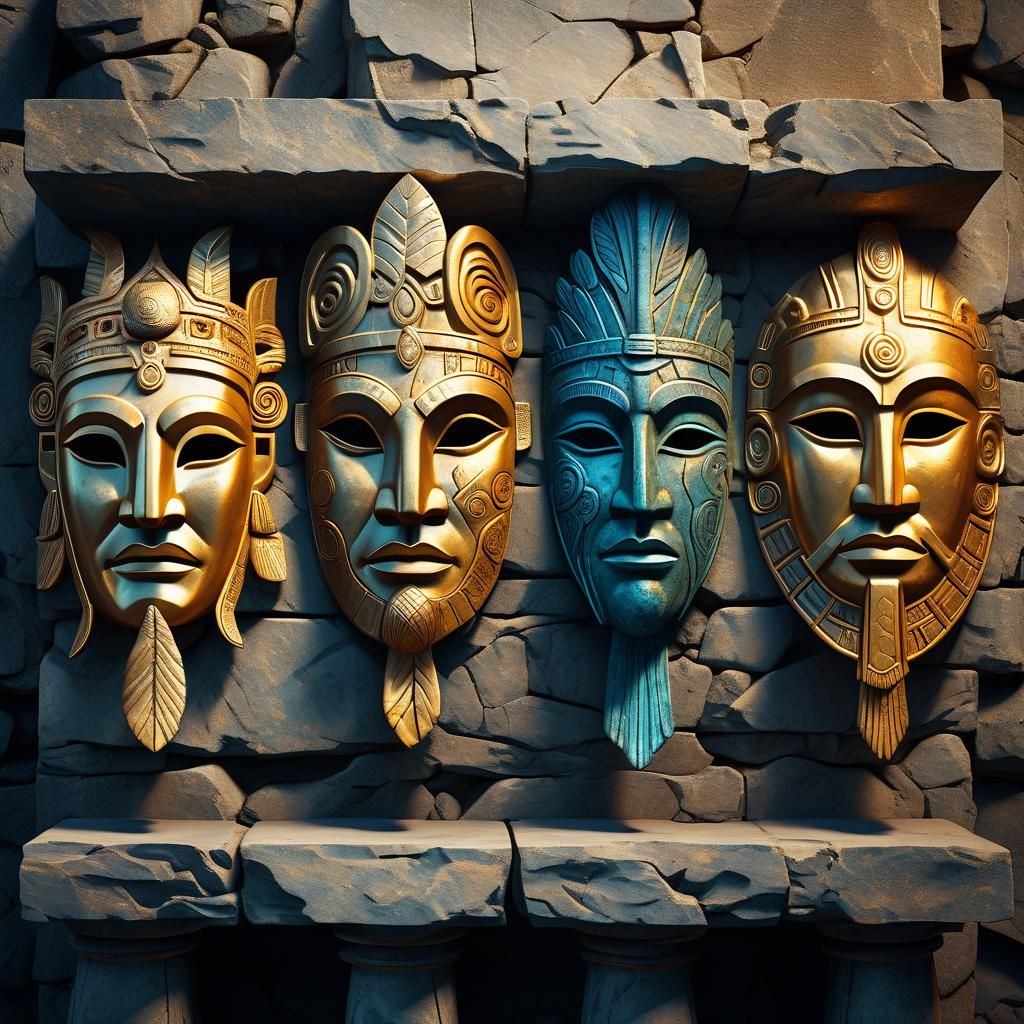 Elemental Masks Concept Art: Water, Air, Earth, Fire