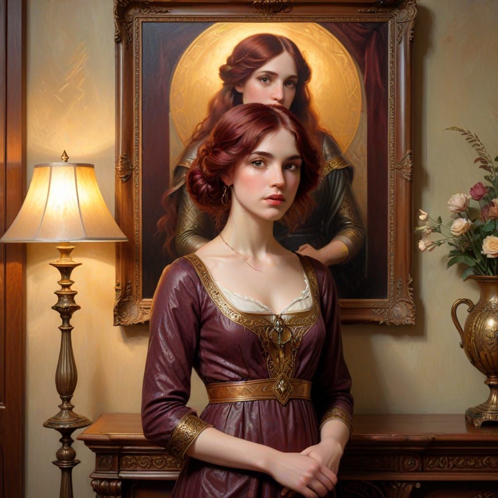 Sensual Neoclassical Goddess in Warm, Golden Light