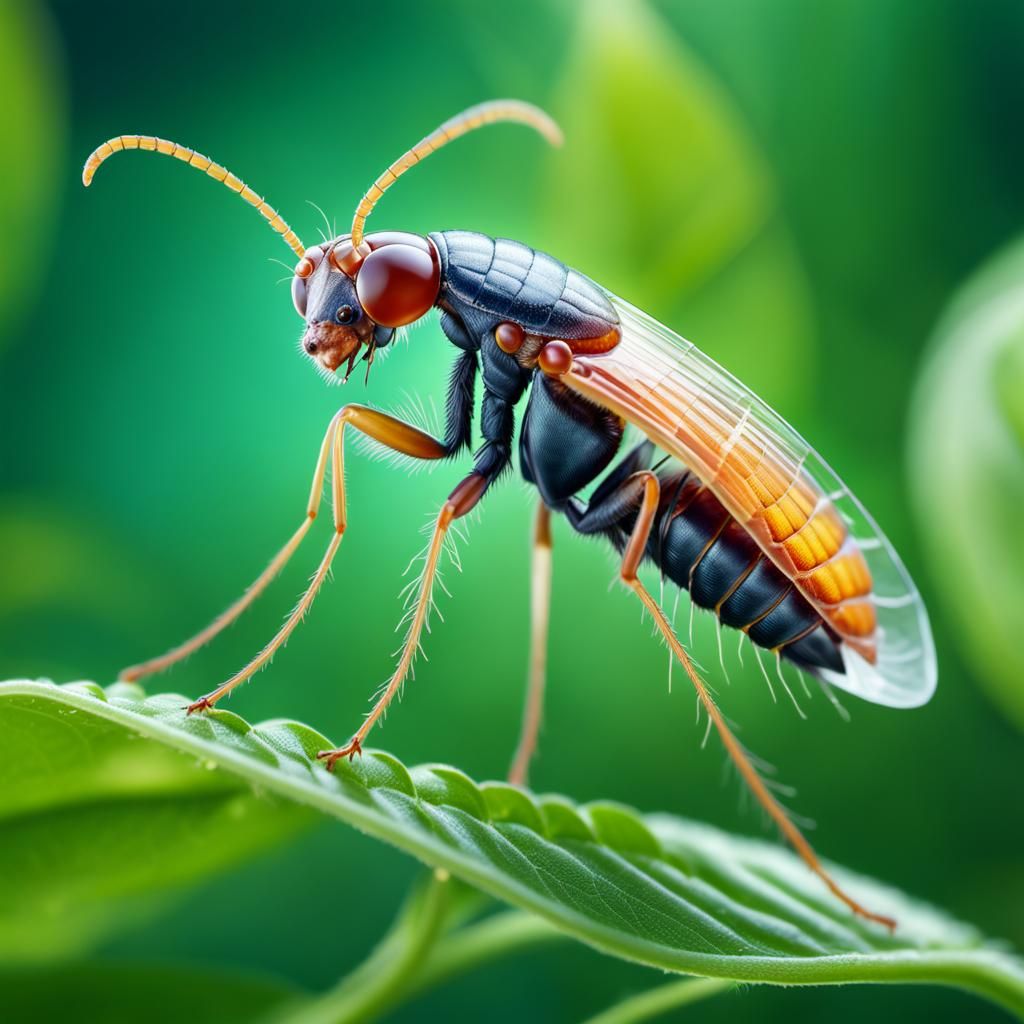 Macroscopic Flea Portrait in Vivid Digital Art
