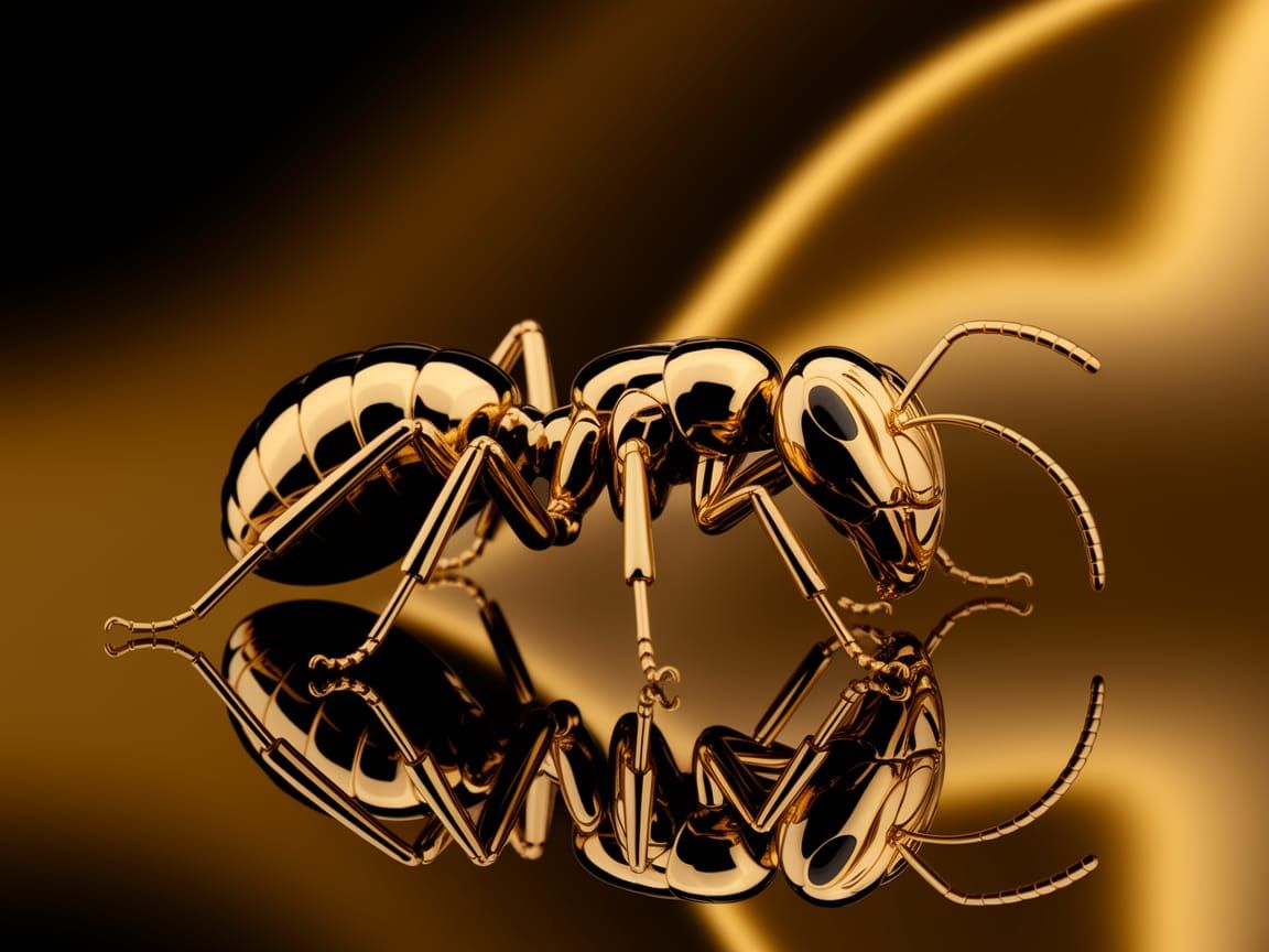 Luxurious Golden Insect in Macro Photography Style