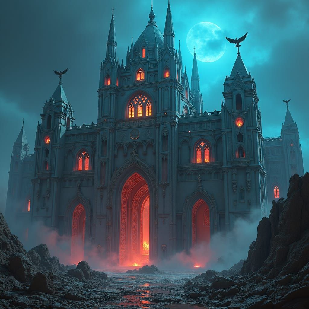 Warhammer 40k Imperial Fortress in Gothic Sci-Fi Style