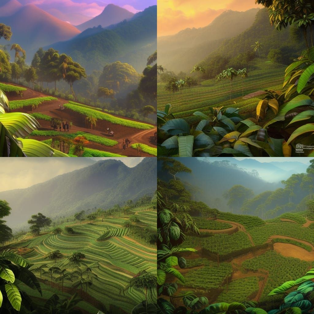 Colombian Coffee Plantation: Detailed Matte Painting