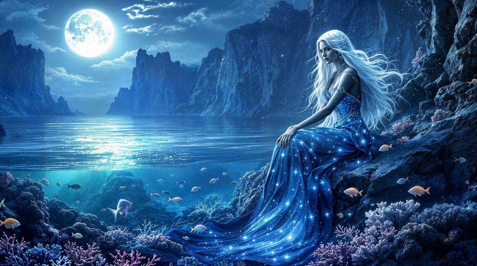 Ethereal Sea Goddess in Dreamlike Seascape