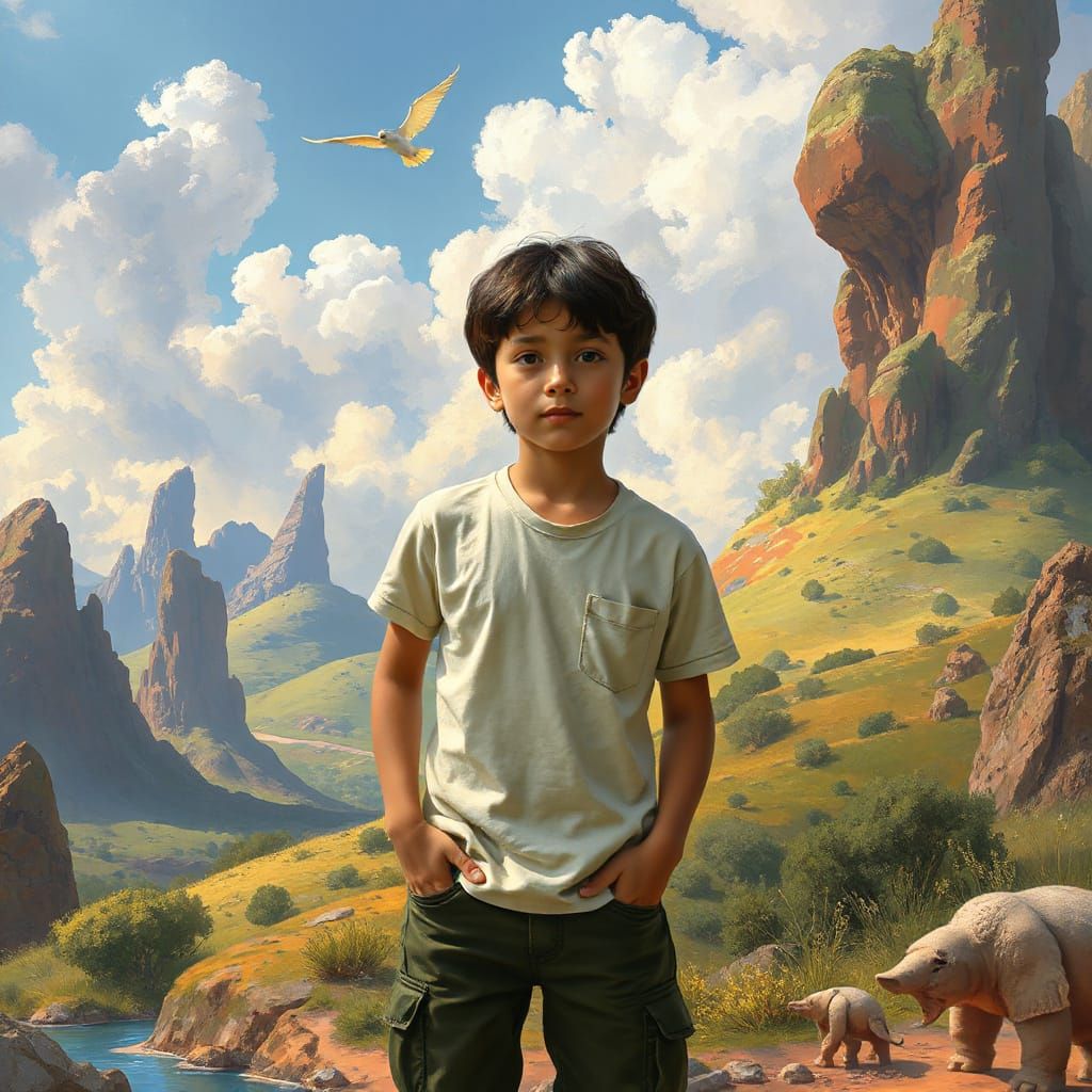 Young Seib in Serene Landscape Art