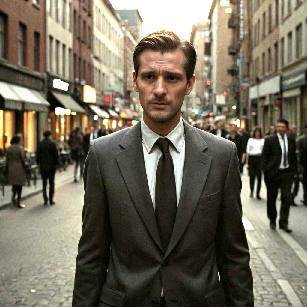 Businessman Helping People: Cinematic Film Still