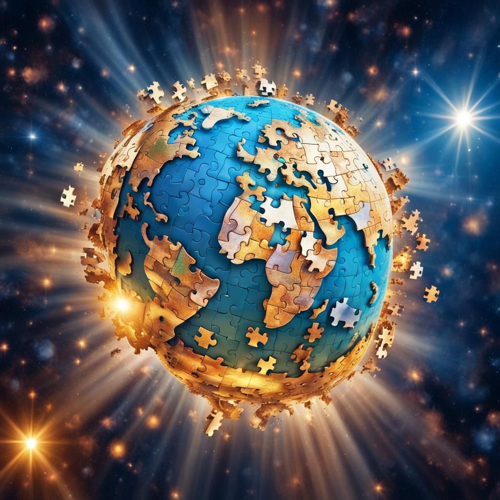 Jigsaw Puzzle Earth with Divine Light
