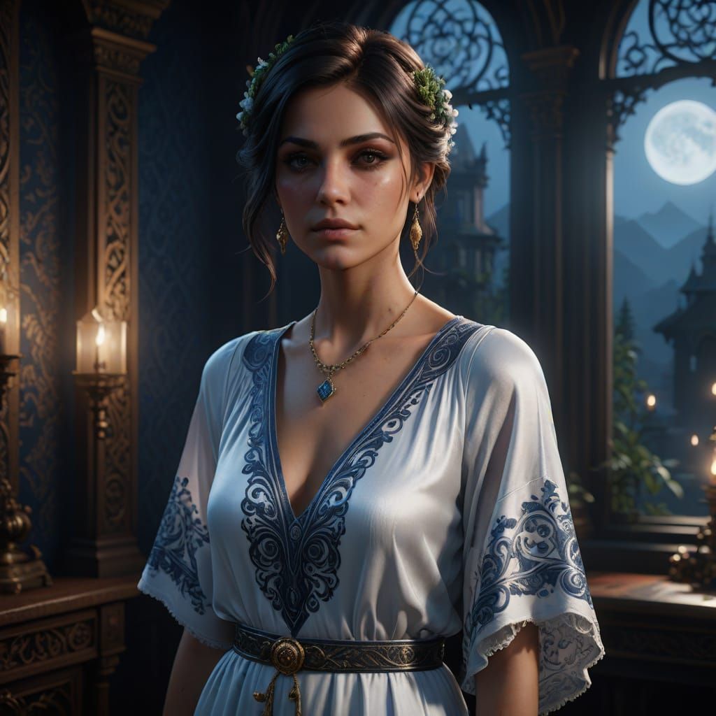 Ethereal Emo Goddess in Midnight Satin