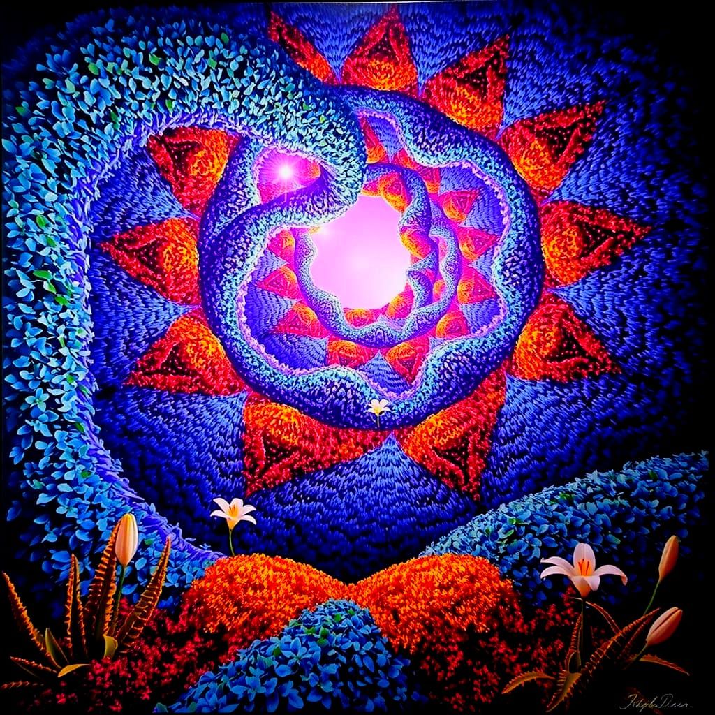 Overgrown Garden Path Maze with Lilies