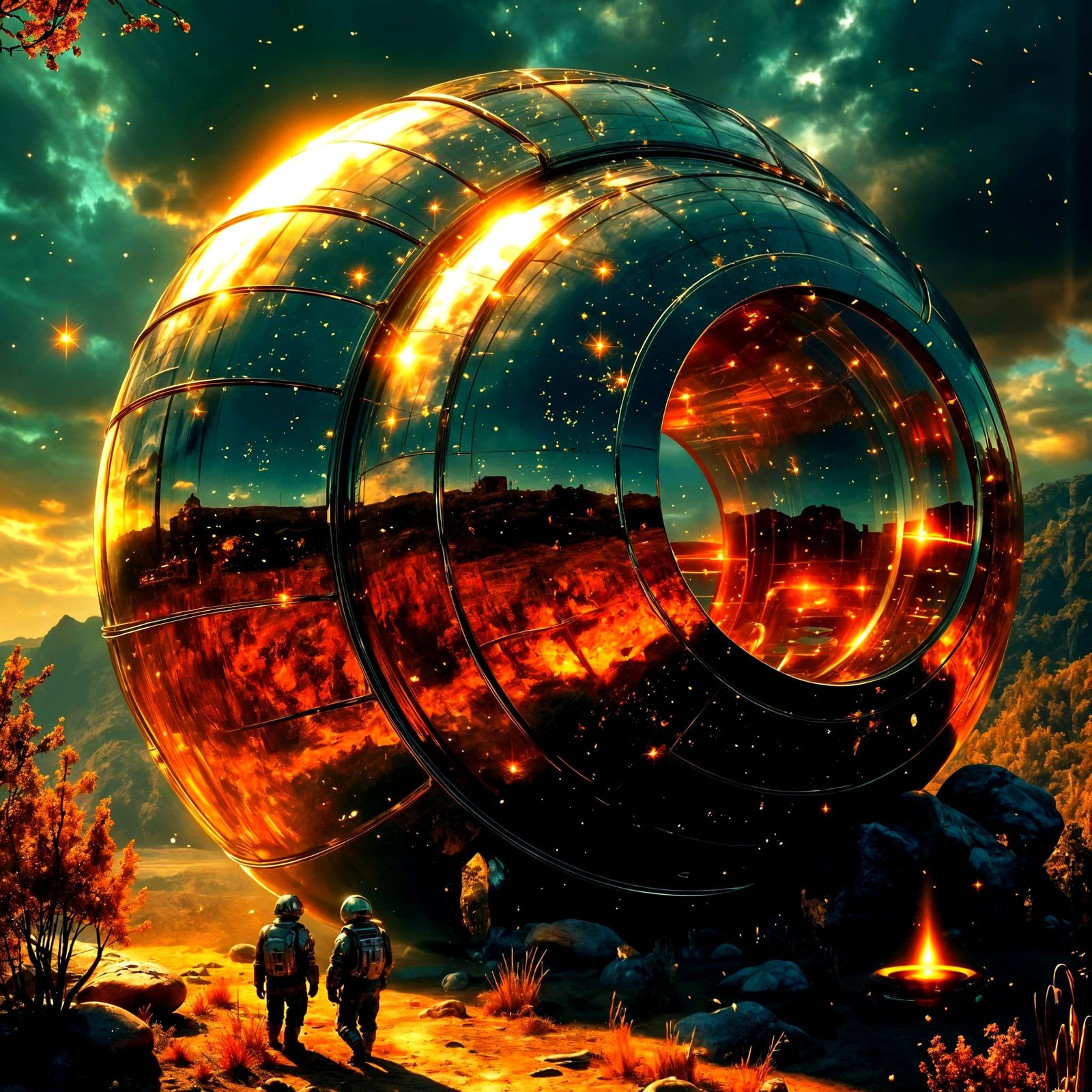 Biopunk Mars Kingdom at Golden Hour