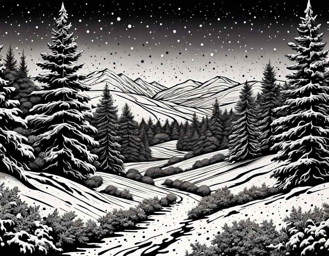 Festive Winter Landscape in Candy Art Style