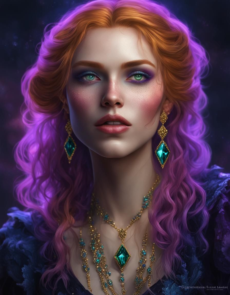 Gothic Woman with Jewels in Dark Fantasy Style