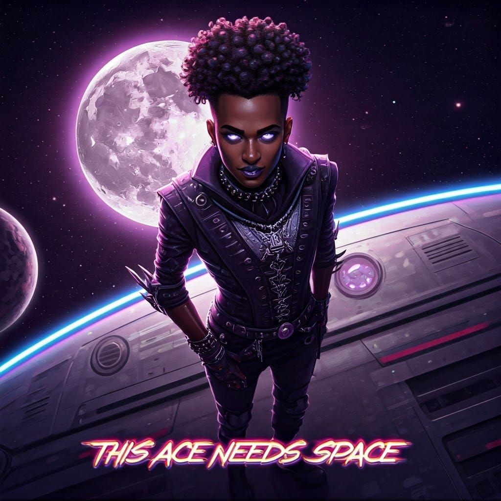 Ethereal Goth Steampunk Figure in Cosmic Landscape