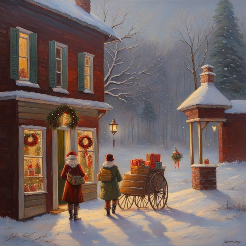 Christmas Morning: Oil Painting in Gurney Style