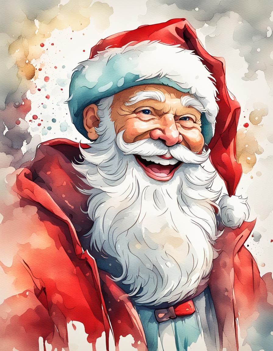 Whimsical Cartoon Santa with Vibrant Textures