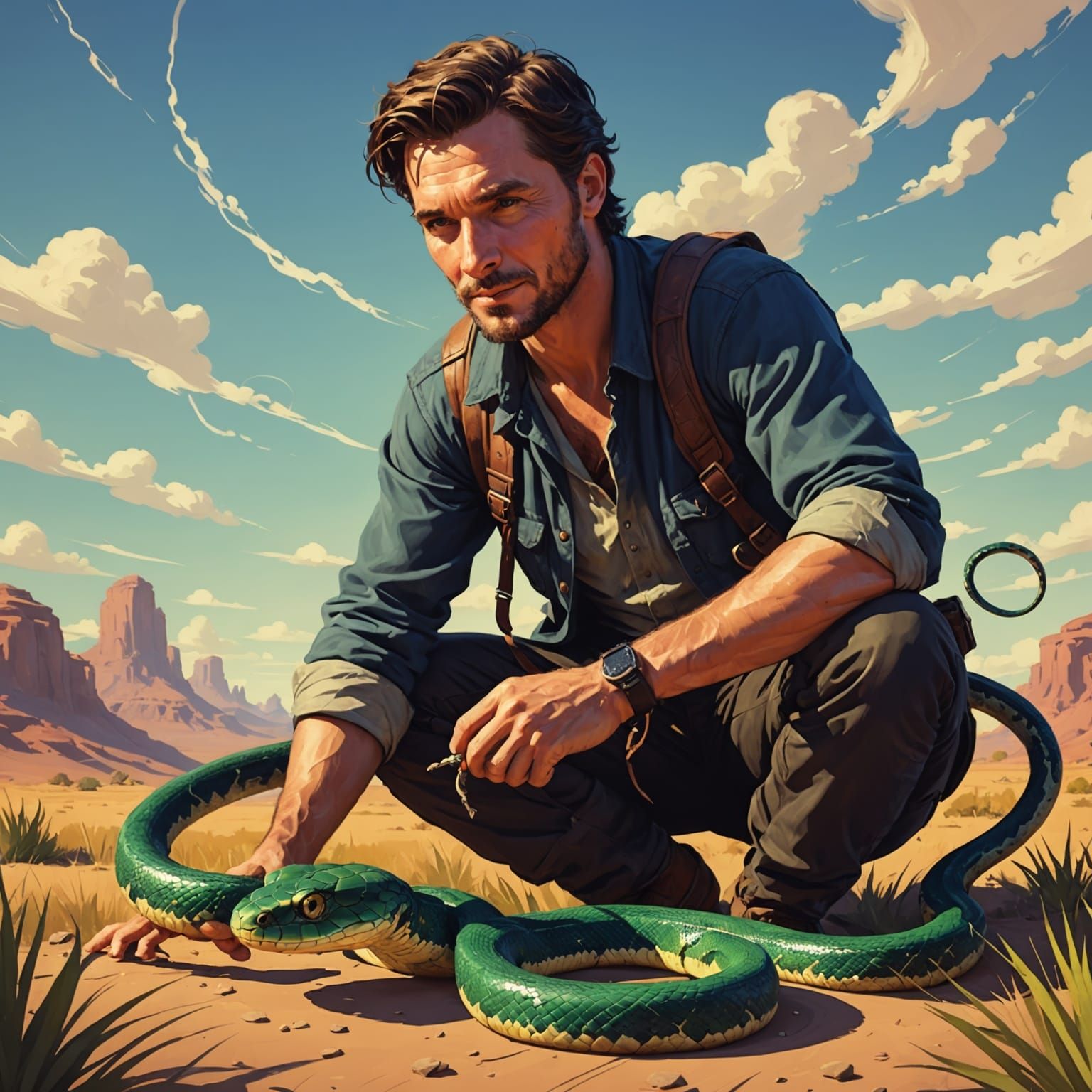 Tom and His Gentle Pet Snake