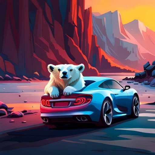 Polar Bear Mecha Car: Graffiti Art in Pixar Style