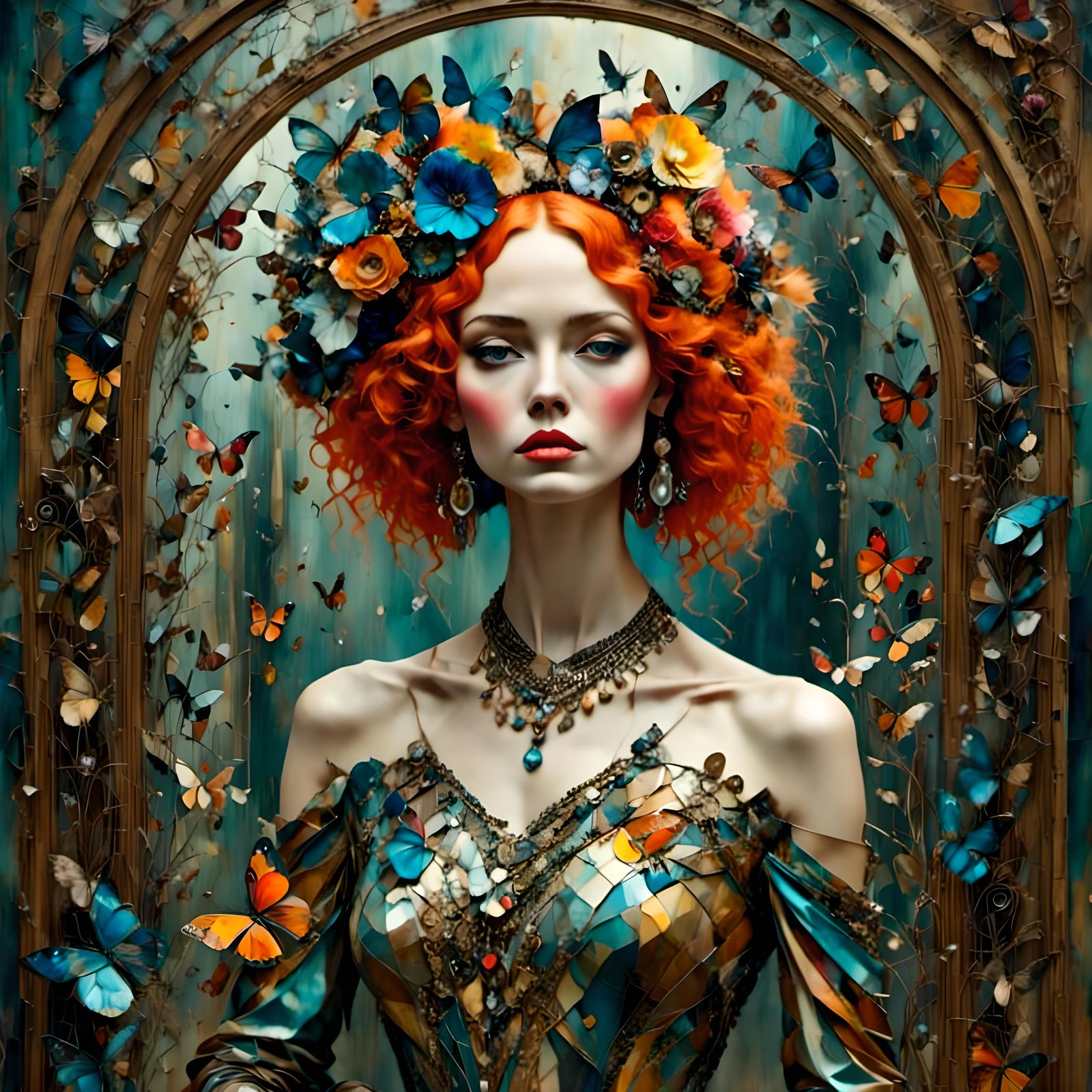 Stylish Lady Crashing Through Mirror Palace