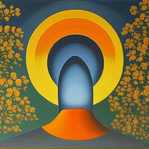 Psychedelic Egg Tempera Painting of Beckoning Whisper