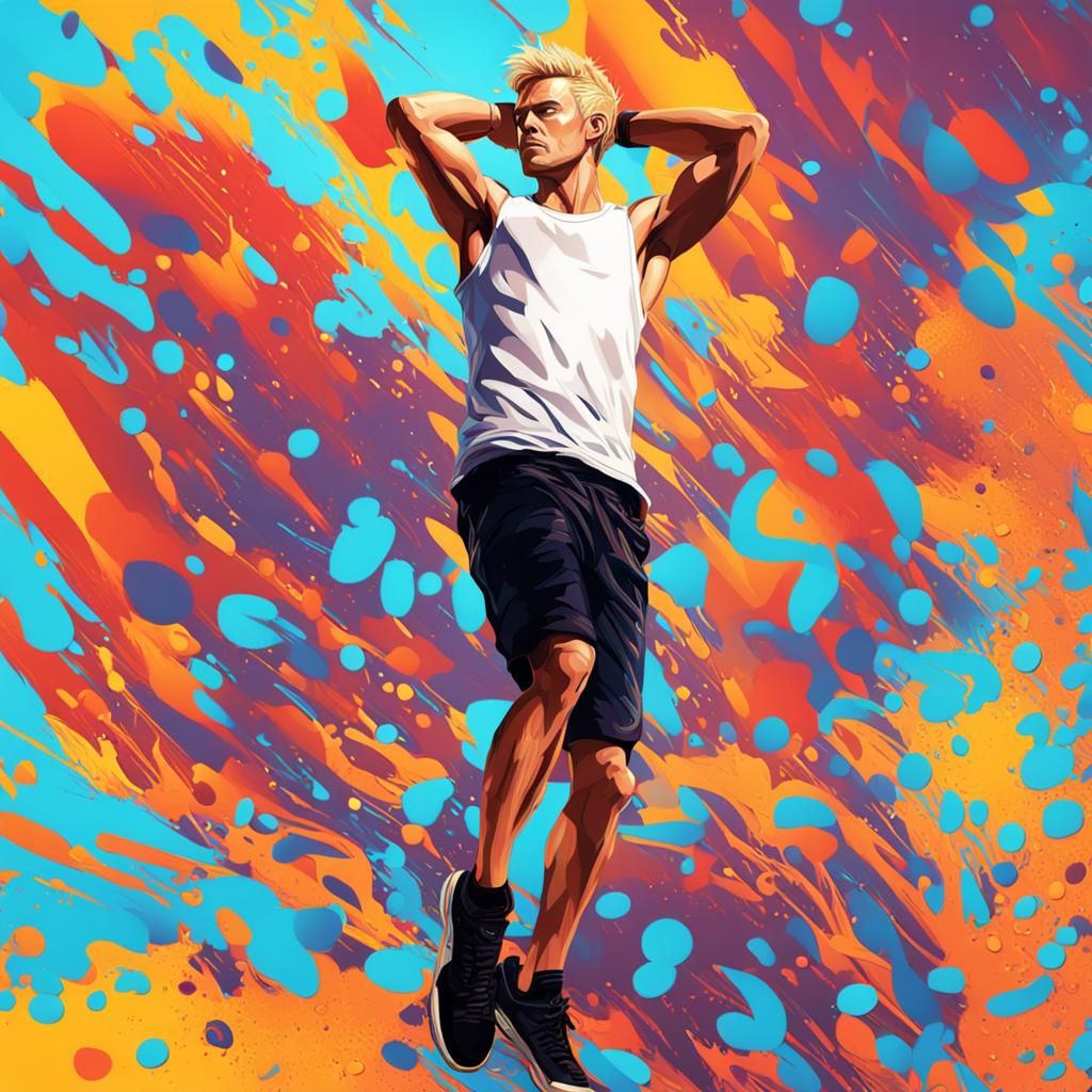 Hyperrealistic Blond Man in Tank Top