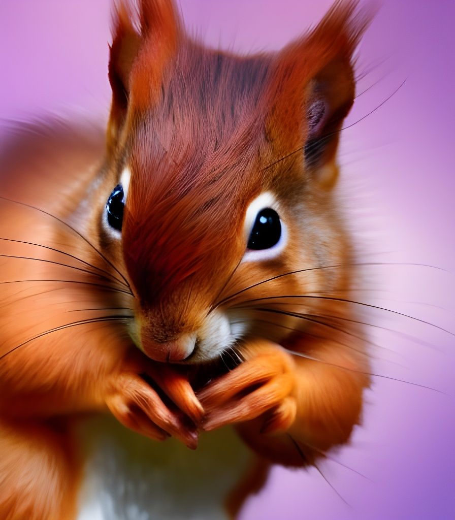 Hyperrealistic Red Squirrel with Nut in Sharp Focus