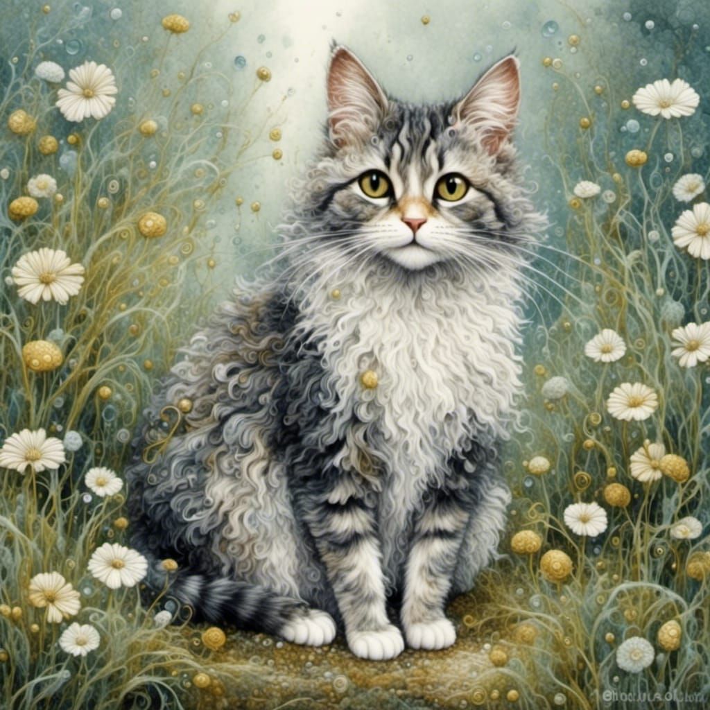 Watercolor Cat Portrait with Smoky Textures