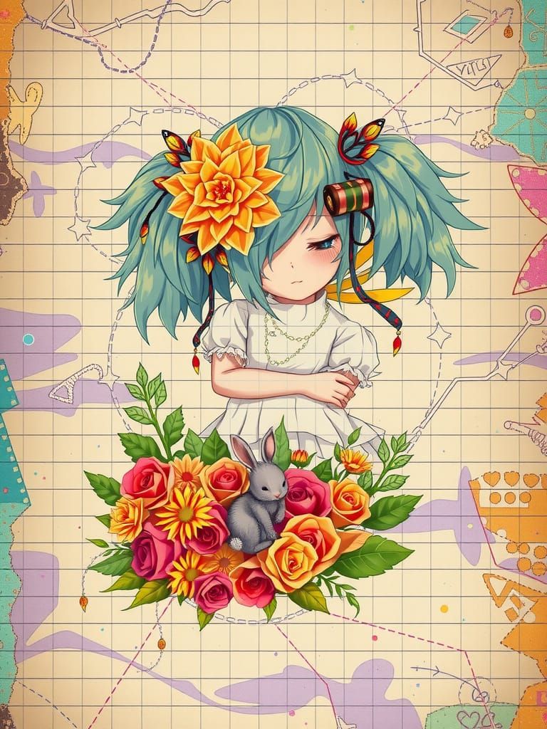 Mystical Bohemian Punk Fairy in Whimsical Wonderland