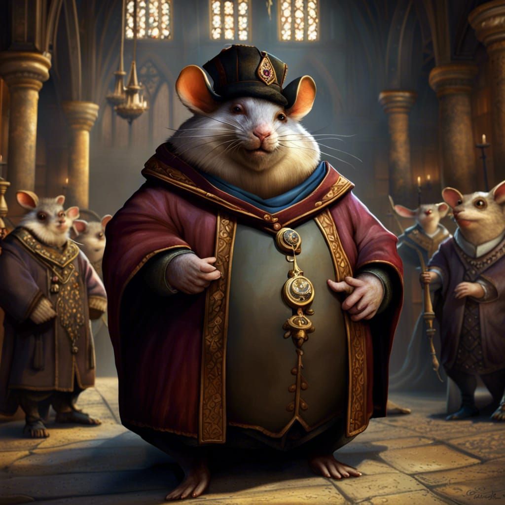 Rat Diplomat Greets Governors in Medieval Town Hall
