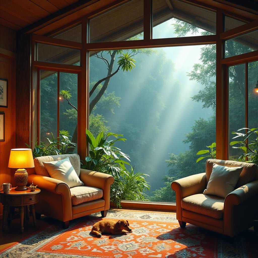 Tropical Rainforest View from Cozy Mountain Lodge