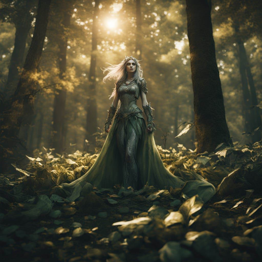 Voluptuous Elf in Ancient Forest, Splash Screen Art