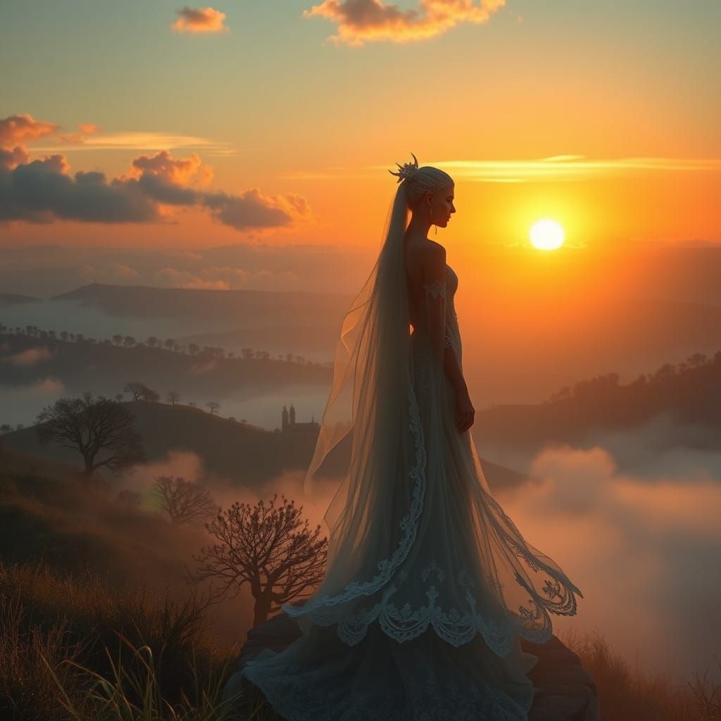 Ethereal Sunrise in a Mystical Realm