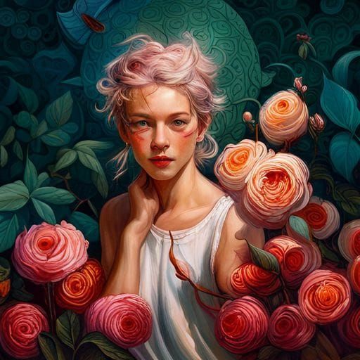 AI Generated Floral Portrait