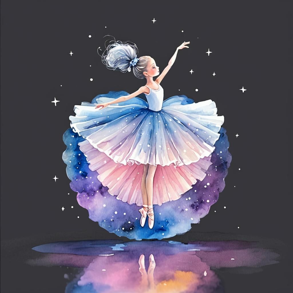 Ballerina Dancing Silhouetted in the Night