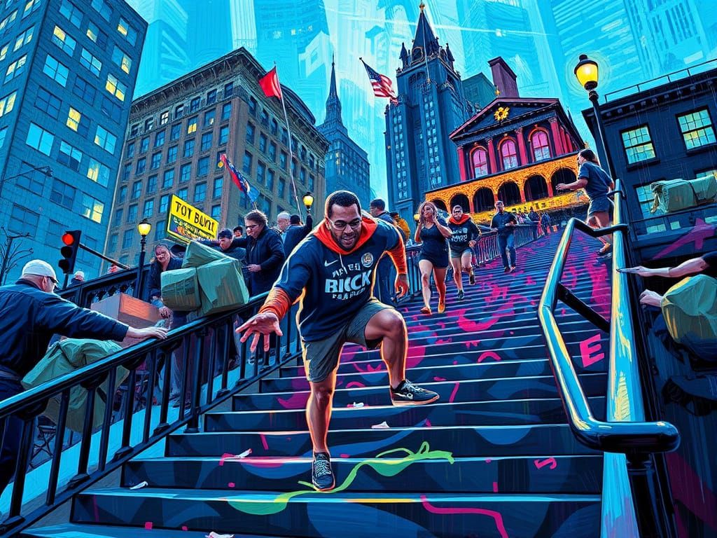 Rocky's Ascension in Philadelphia: An Action Painting of Res...