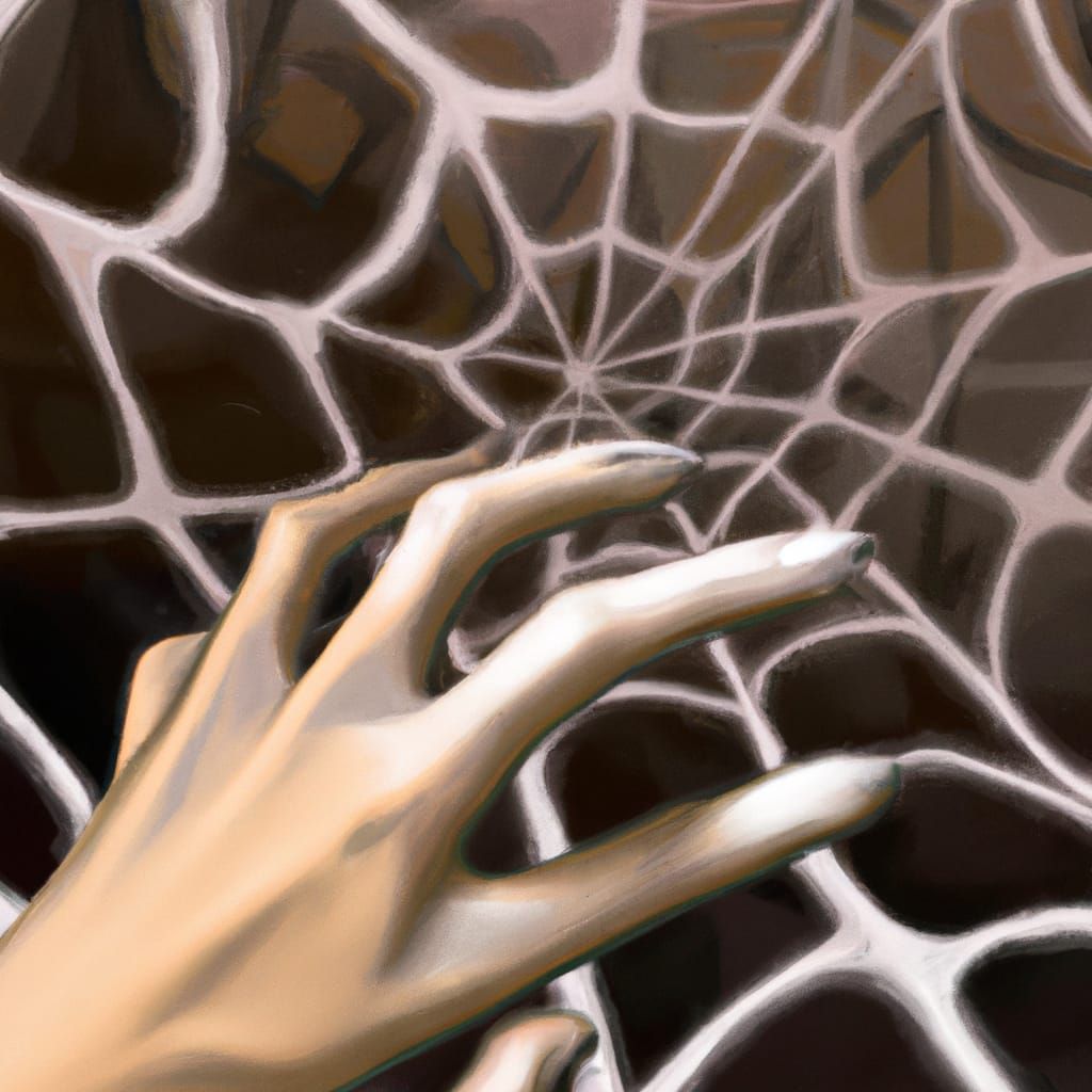 Surreal Finger Spiderweb in Photorealistic Style