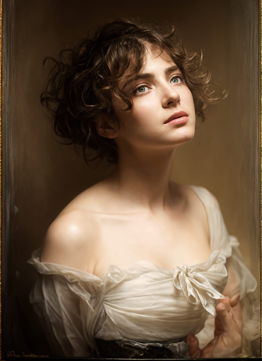 Beautiful Woman in Cafe: Hyperrealistic Portrait