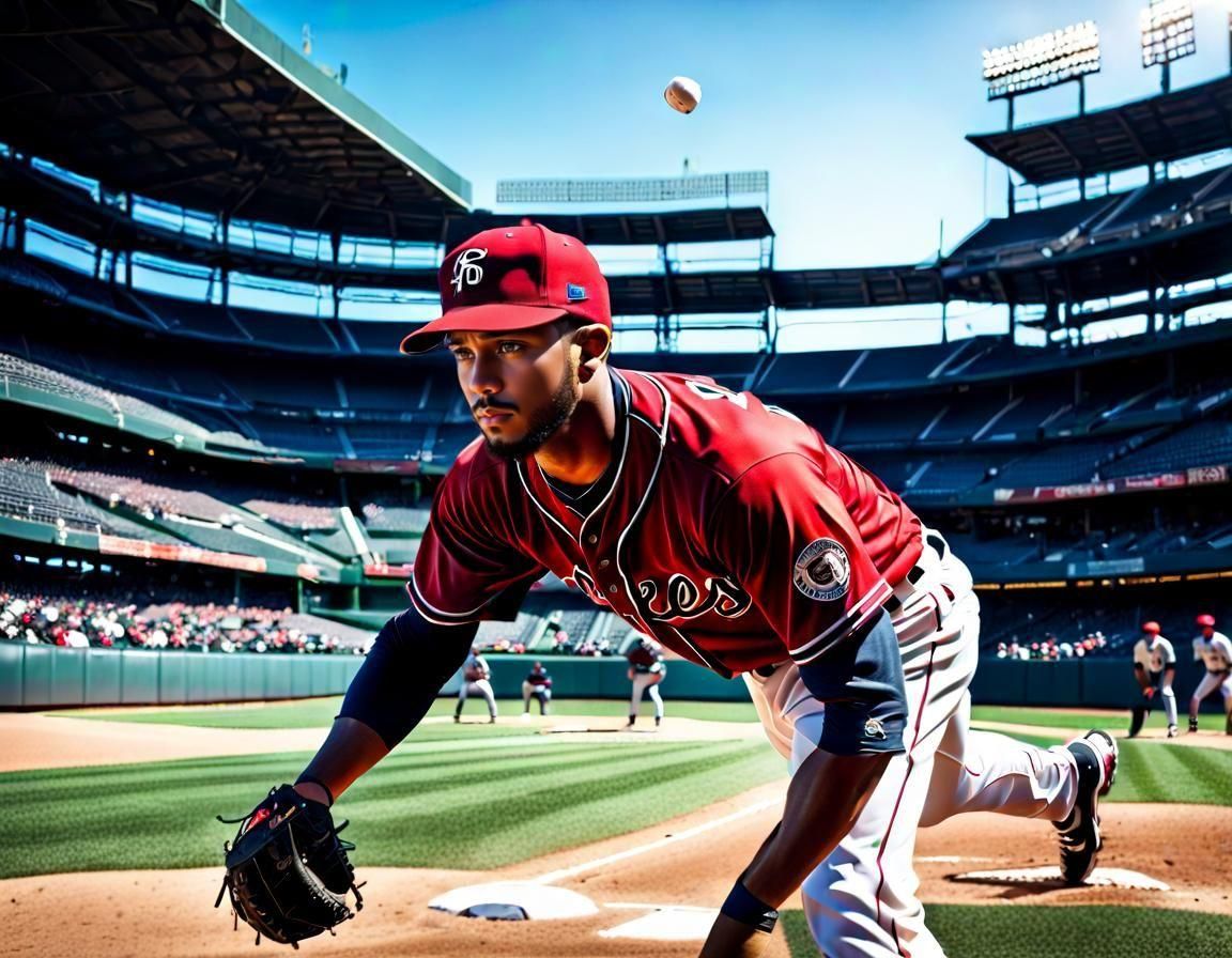 Hyperrealistic Baseball in Cinematic Digital Matte Painting