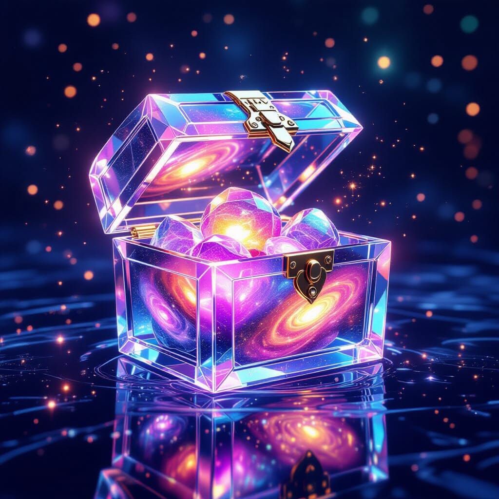 Cosmic Treasure Chest in Surrealist Style