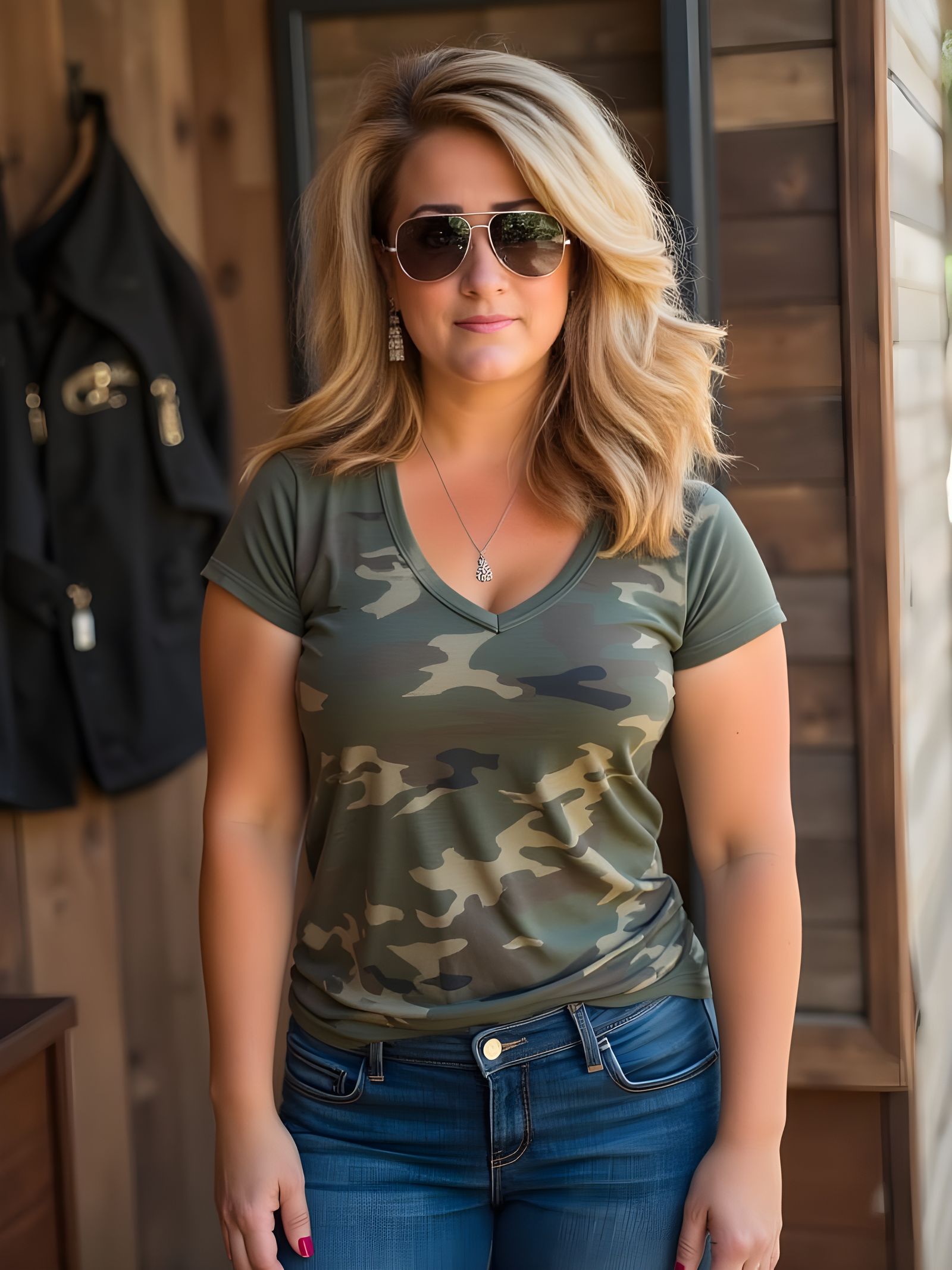 Blonde Woman in Aviator Sunglasses Modeling Outdoors